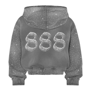 “LIGHT GREY” 888 RHINESTONE ZIP-UP